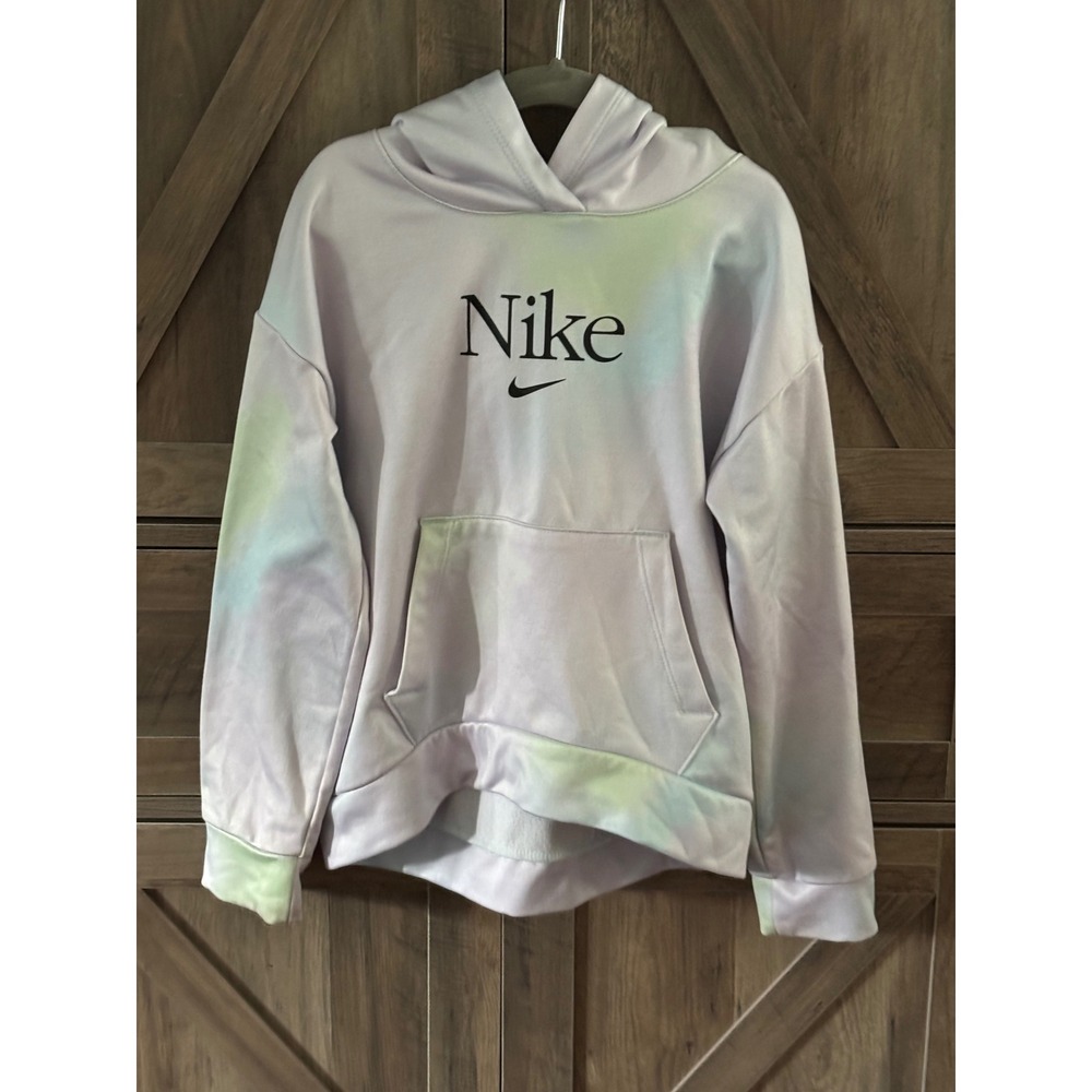 Nike Girls Tie Dye Hoodie Pastel Lavender Mint Green Pullover Sweatshirt 6X 6-7Y